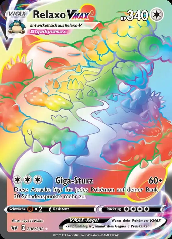 relaxo vmax 206/202 – Pokémon Schwert & Schild Karte