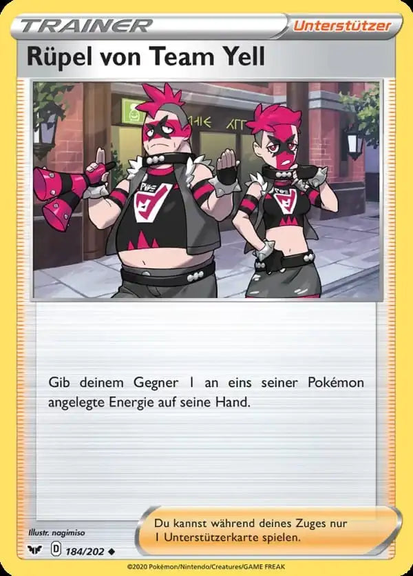 ruepel von team yell 184/202 – Pokémon Schwert & Schild Karte