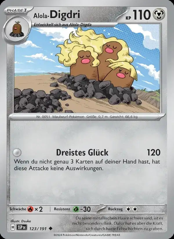 Alola digdri 123/191 – Pokémon Stürmische Funken Karte