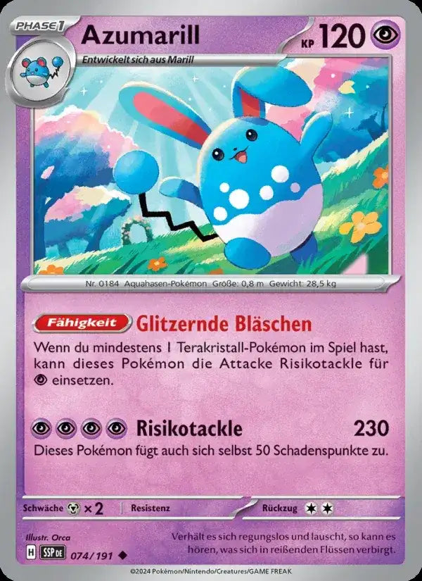 Azumarill 074/191 – Pokémon Stürmische Funken Karte