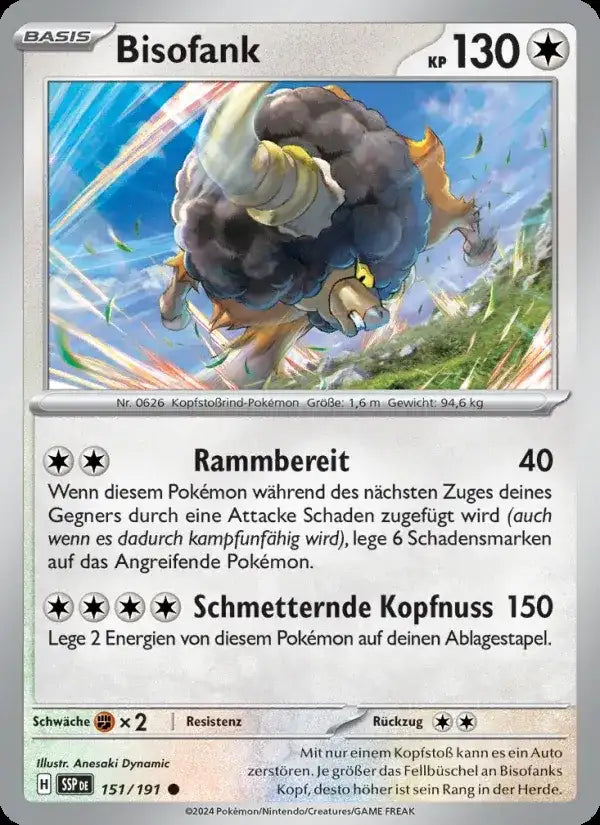 Bisofank 151/191 – Pokémon Stürmische Funken Karte