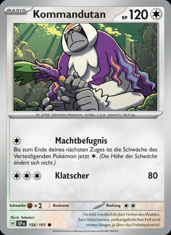 Kommandutan 156/191 – Pokémon Stürmische Funken Karte