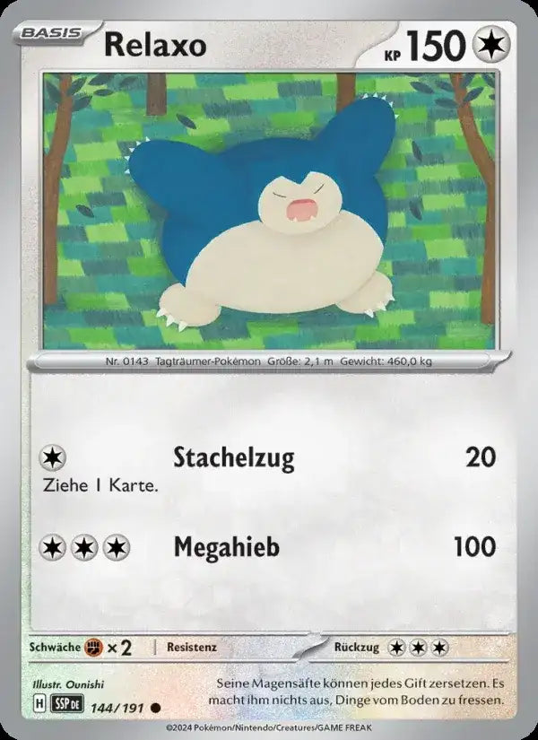 Relaxo 144/191 – Pokémon Stürmische Funken Karte