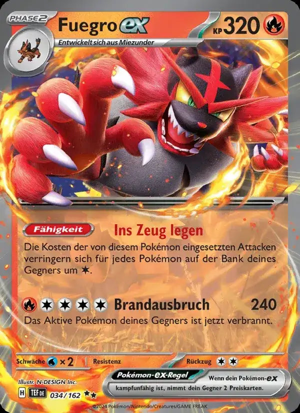 Fuegro ex 034/162 – Pokémon Gewalten der Zeit Karte