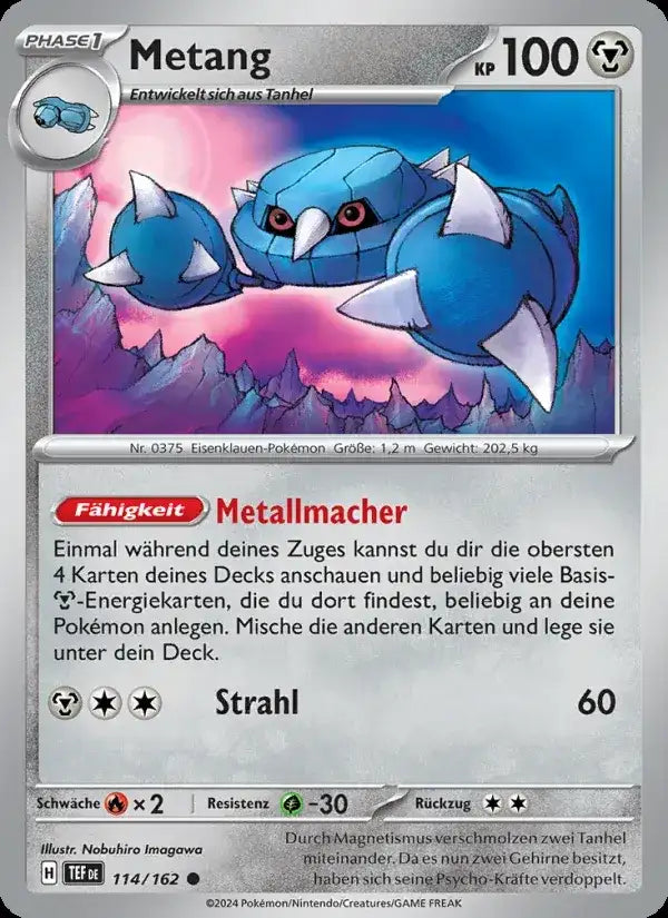 Metang 114/162 – Pokémon Gewalten der Zeit Karte