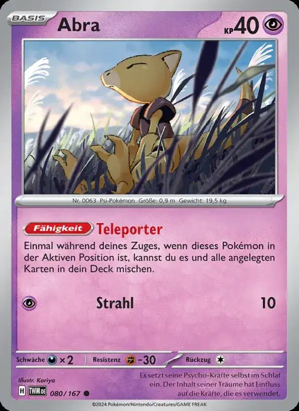 Abra 080/167 – Pokémon Maskerade im Zwielicht Karte