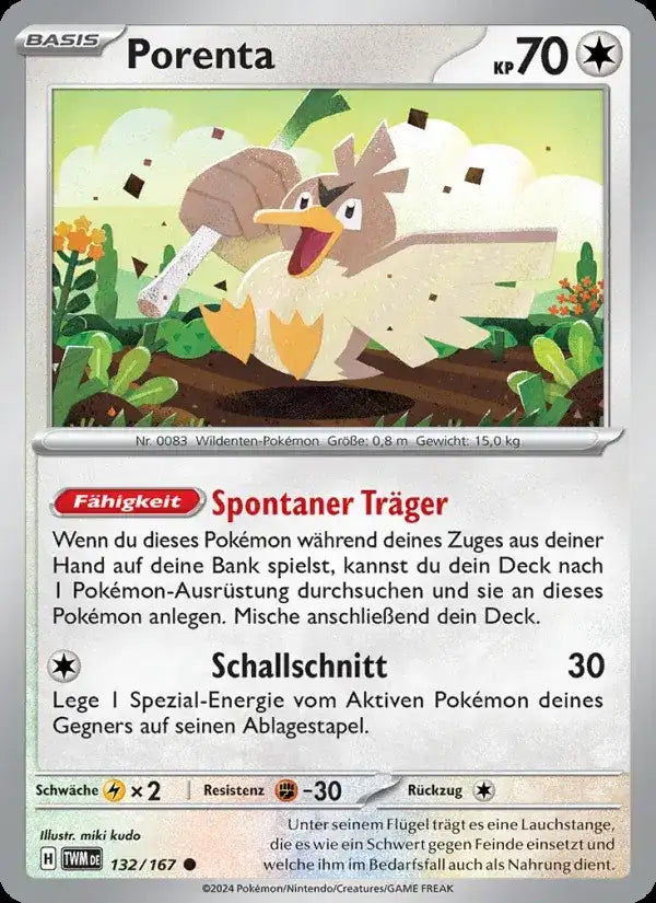 Porenta 132/167 – Pokémon Maskerade im Zwielicht Karte