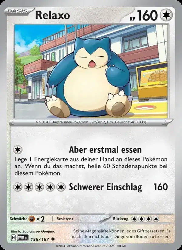 Relaxo 136/167 – Pokémon Maskerade im Zwielicht Karte
