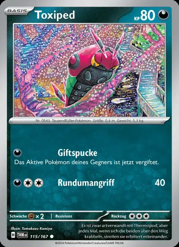 Toxiped 115/167 – Pokémon Maskerade im Zwielicht Karte