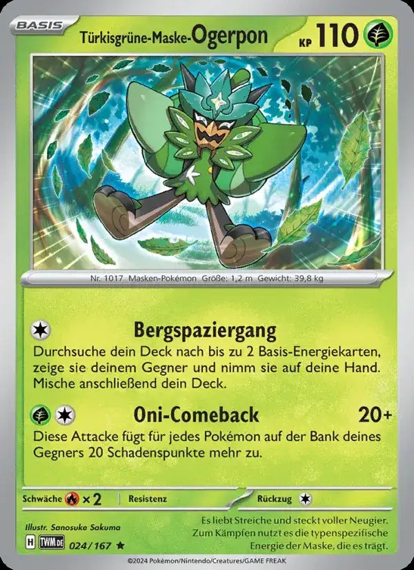 Turkisgrune maske ogerpon 024/167 – Pokémon Maskerade im Zwielicht Karte