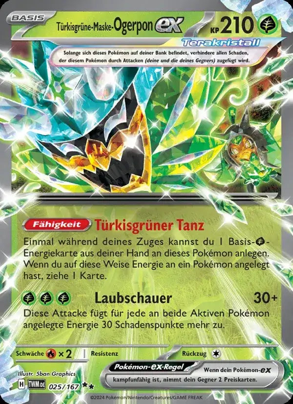 Turkisgrune maske ogerpon ex 025/167 – Pokémon Maskerade im Zwielicht Karte