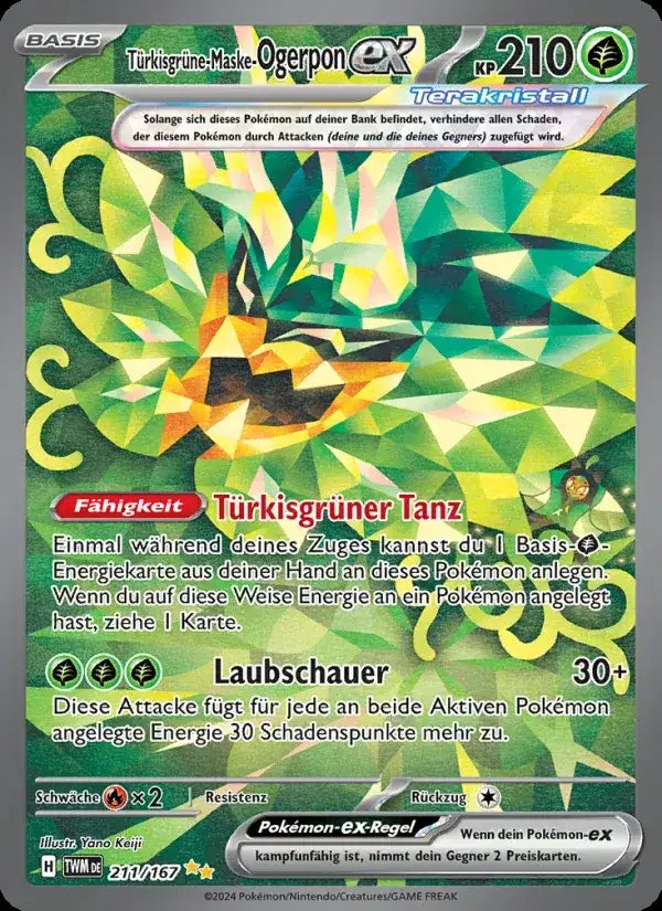 Turkisgrune maske ogerpon ex 211/167 – Pokémon Maskerade im Zwielicht Karte
