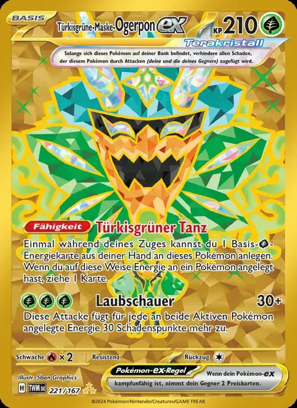 Turkisgrune maske ogerpon ex 221/167 – Pokémon Maskerade im Zwielicht Karte