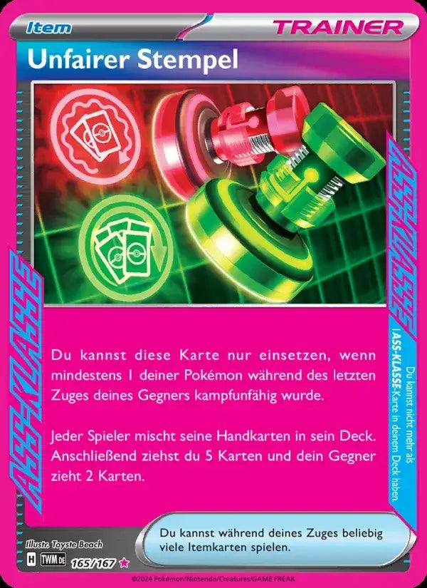 Unfairer stempel 165/167 – Pokémon Maskerade im Zwielicht Karte