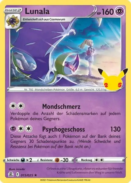 Lunala 015/025 – Pokémon Celebraitions Karte