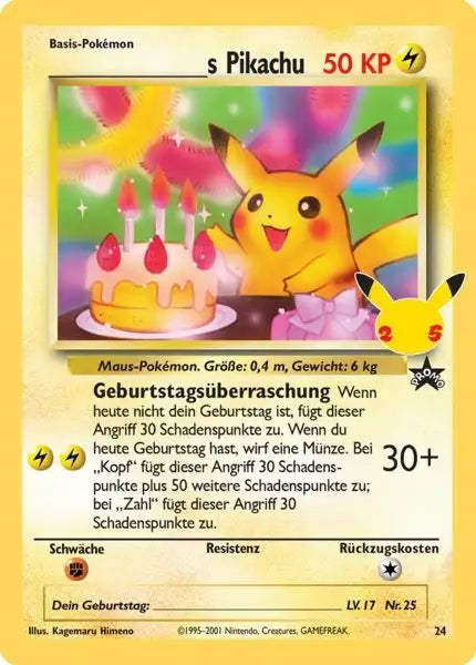 S Pikachu 24 – Pokémon Celebraitions Karte