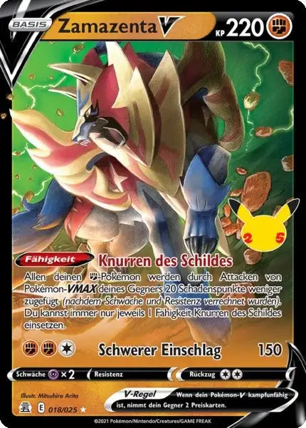 Zamazenta V 018/025 – Pokémon Celebraitions Karte
