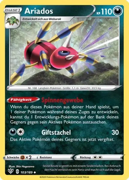 ariados 103/189 – Pokémon Flammende Finsternis Karte