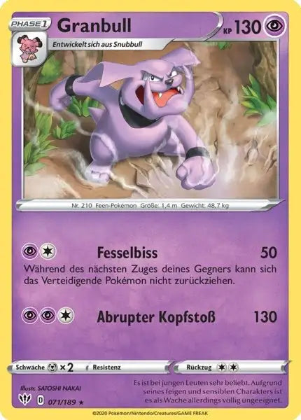 granbull 071/189 – Pokémon Flammende Finsternis Karte