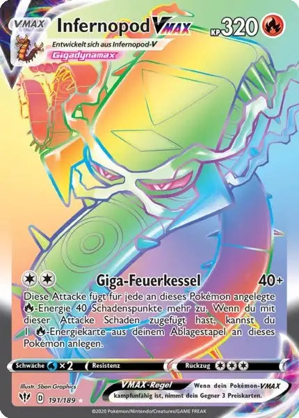 infernopod vmax 191/189 – Pokémon Flammende Finsternis Karte
