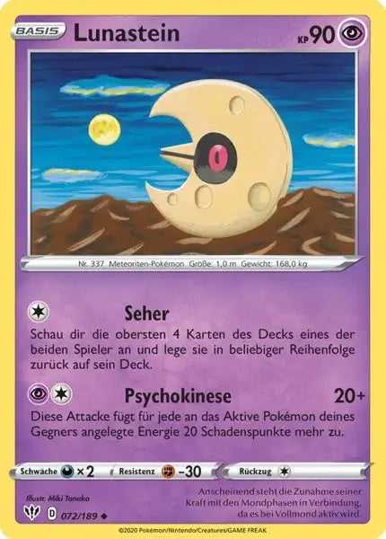 lunastein 072/189 – Pokémon Flammende Finsternis Karte