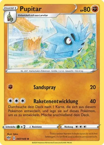 pupitar 087/189 – Pokémon Flammende Finsternis Karte
