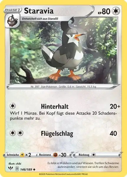 staravia 146/189 – Pokémon Flammende Finsternis Karte