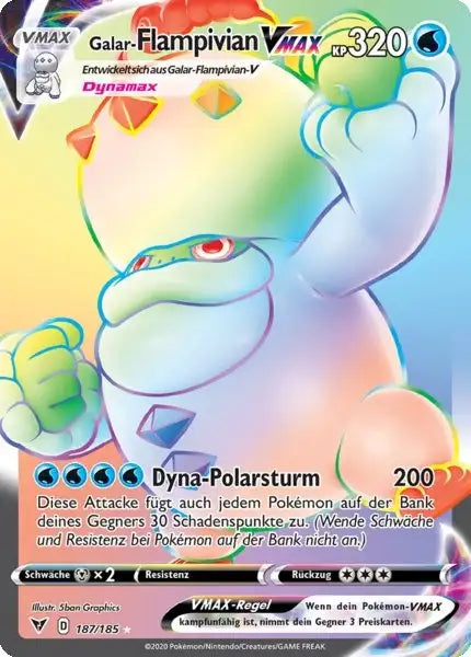 galar flampivian vmax 187/185 – Pokémon Farbenschock Karte