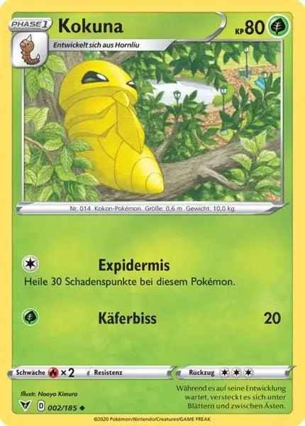 kokuna 002/185 – Pokémon Farbenschock Karte