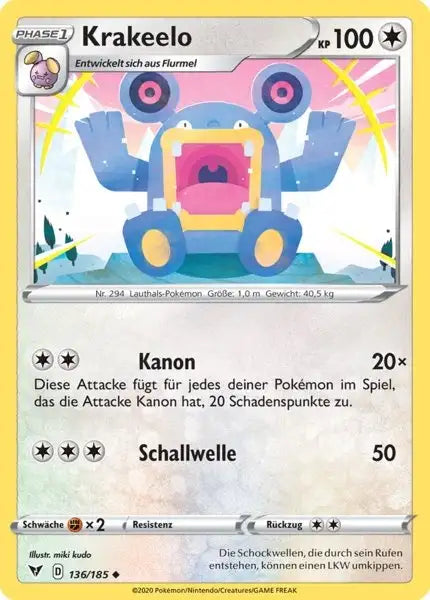krakeelo 136/185 – Pokémon Farbenschock Karte