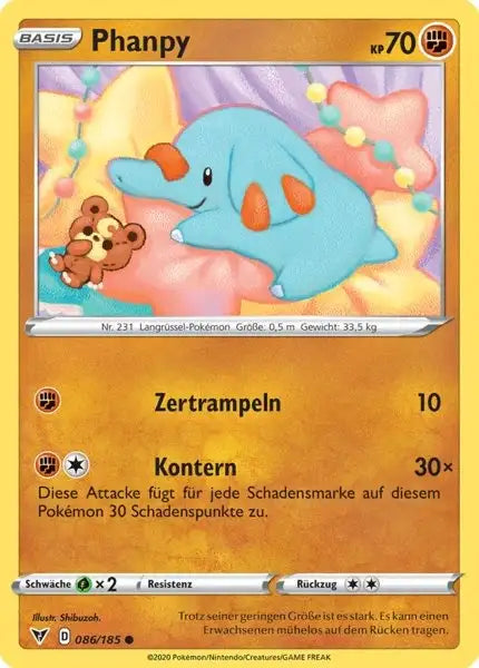 phanpy 086/185 – Pokémon Farbenschock Karte