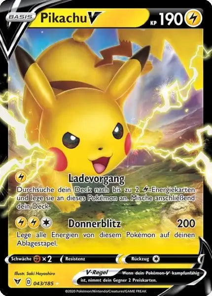 pikachu v 043/185 – Pokémon Farbenschock Karte