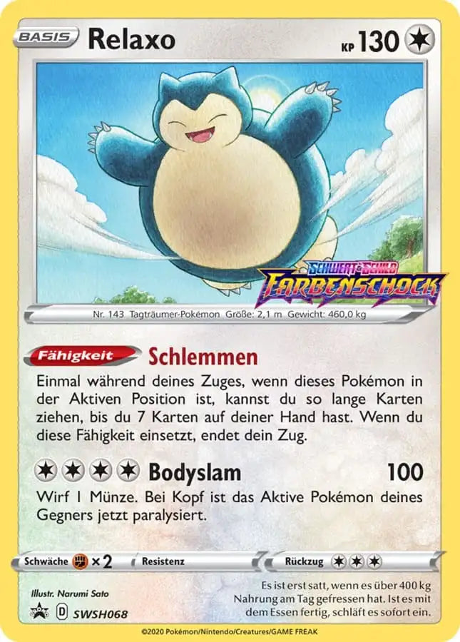 Relaxo SWSH068 – Pokémon Farbenschock Karte
