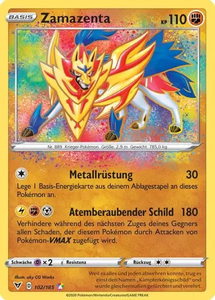zamazenta 102/185 – Pokémon Farbenschock Karte