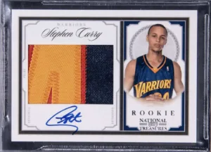 2009-10 Panini National Treasures Rookie Patch Autograph (RPA) #206 Stephen Curry Signed Patch Rookie Card