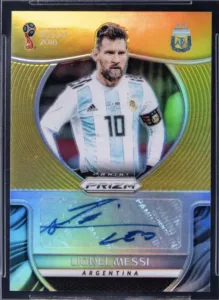 2018 Panini Prizm World Cup Signatures Gold Prizm #S-LM Lionel Messi Signed Card